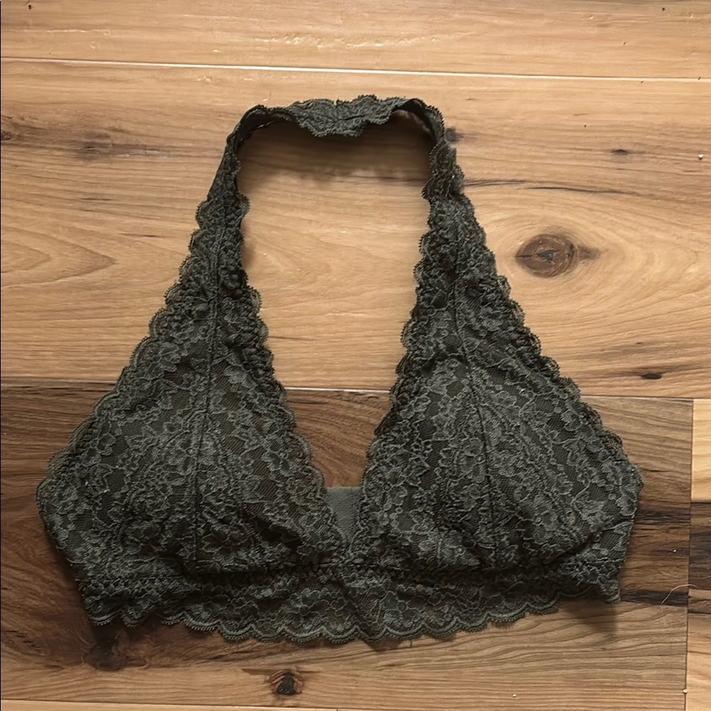 Gilly Hicks Lace Halter Bralette - Dark Green